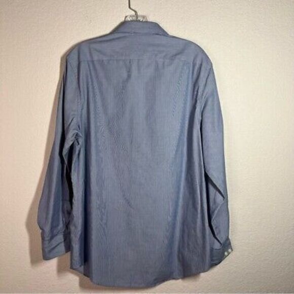 Perry Ellis Slim Fit Mens Pinstripe Button Up Shirt Size 15 Long Sleeve Blue - Picture 5 of 6